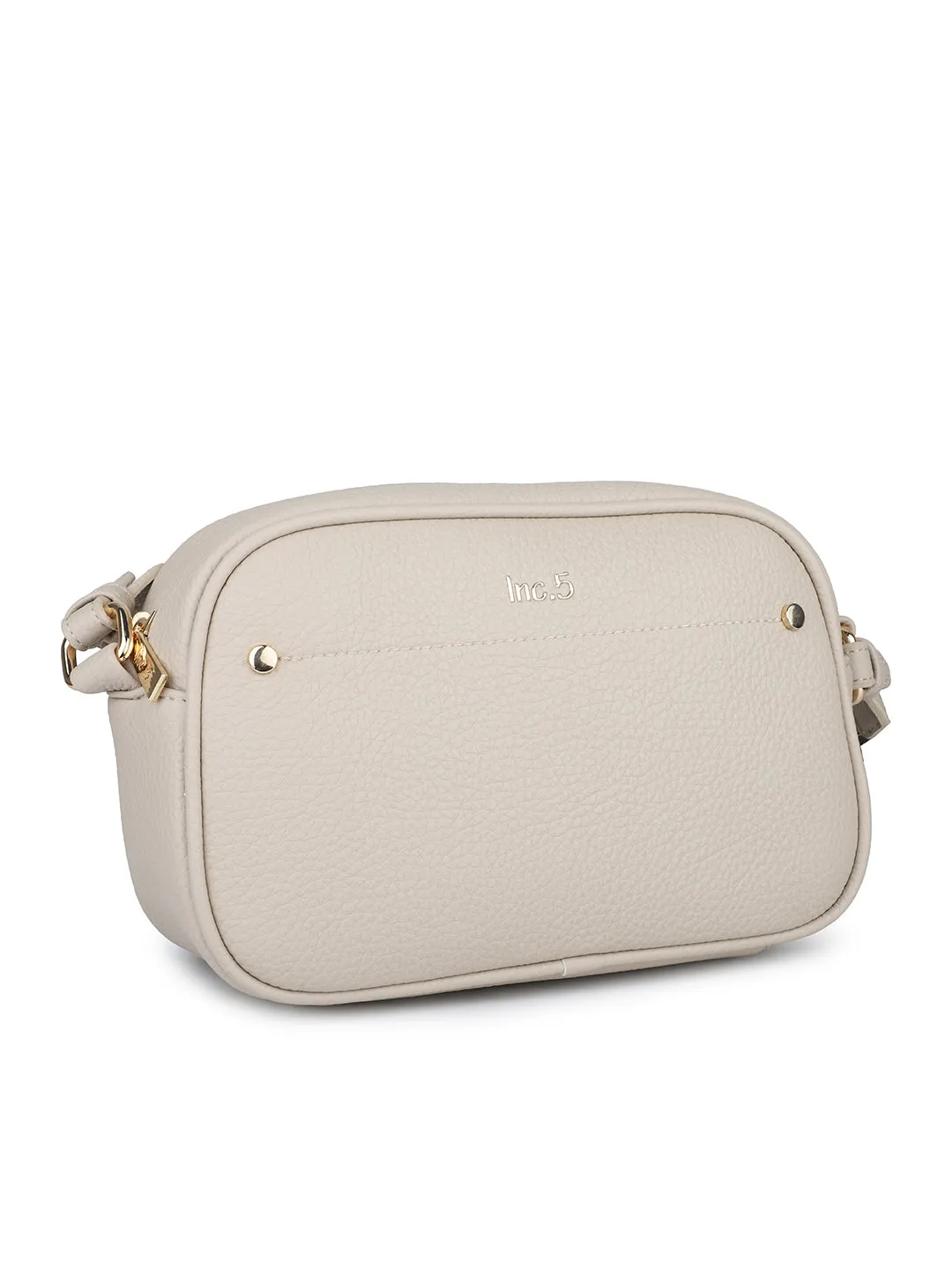 Women Off White Structured Sling Bag