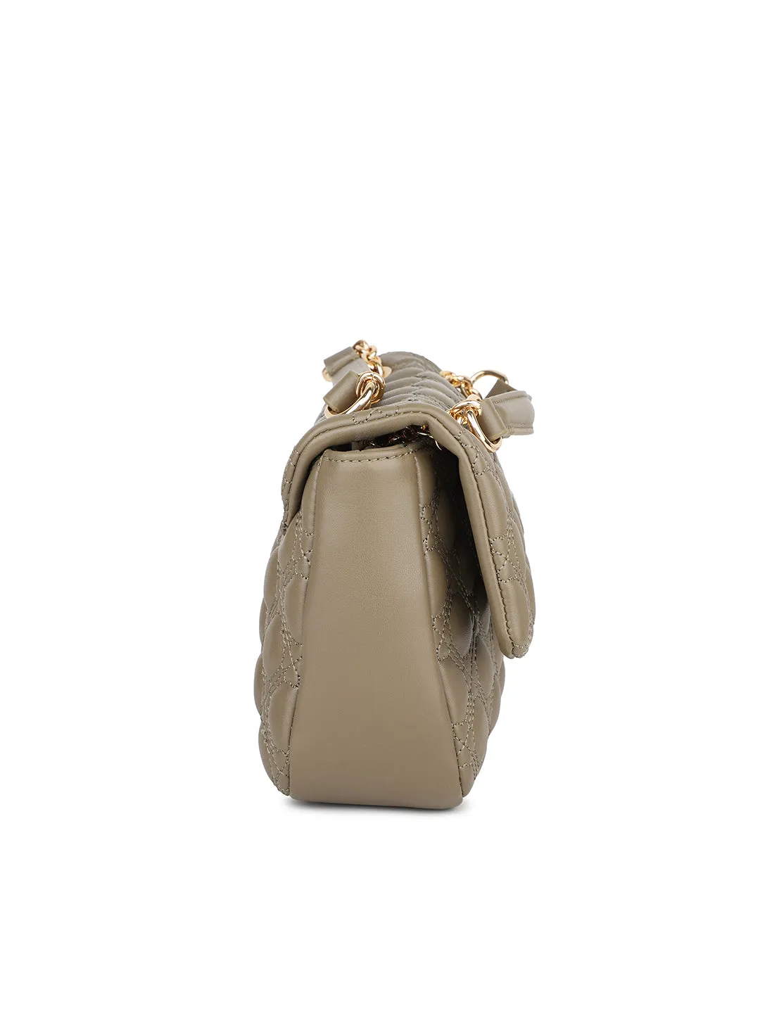 Women Olive Quilted Sling Bag